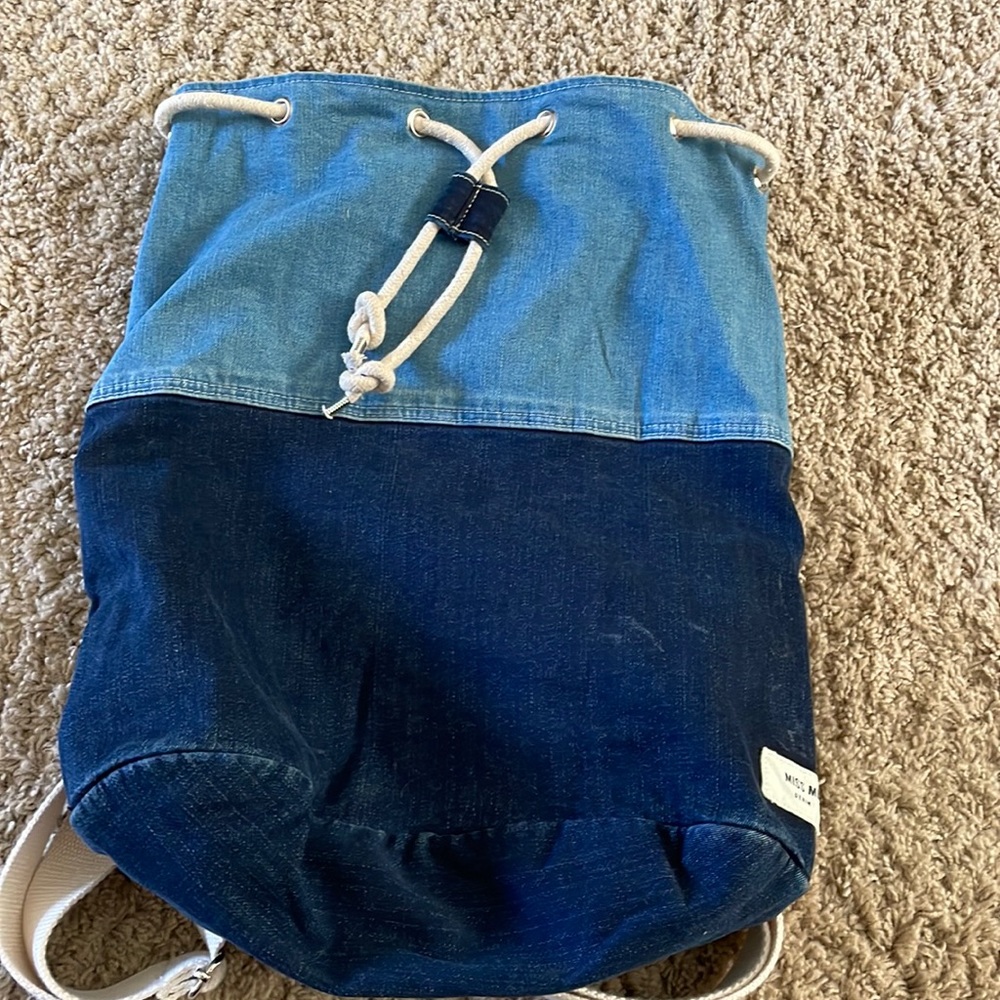 Miss Me Denim Drawstring Backpack - image 1